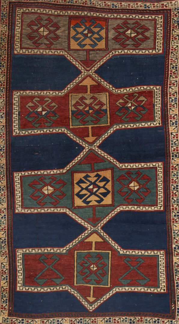 Lot 307: Caucasian Kazak Rug & Southwest Persian Bag