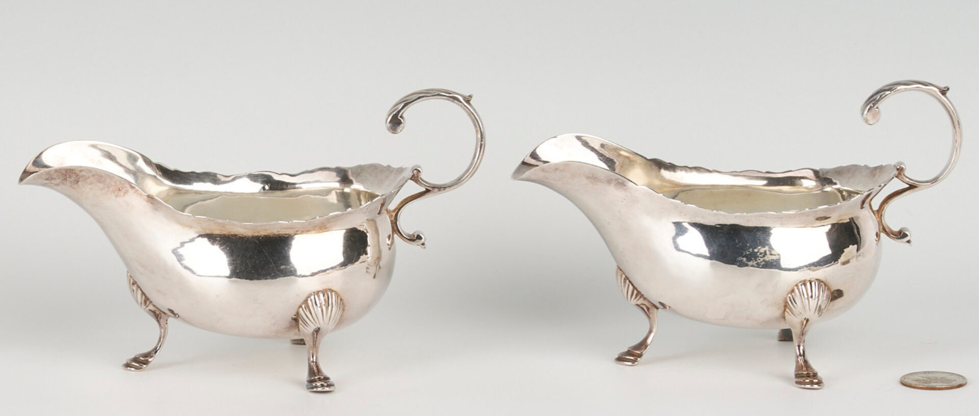 Lot 317: Pair 18th Century George III Sterling Silver Sauce Boats