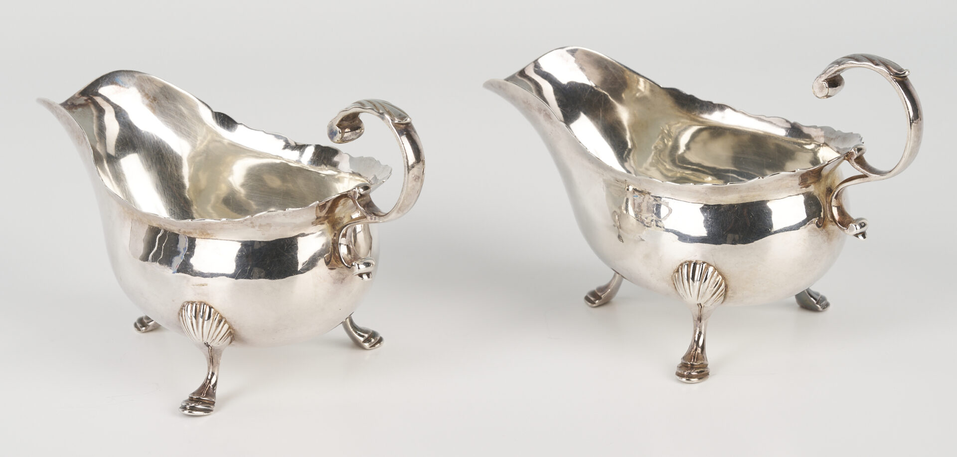 Lot 317: Pair 18th Century George III Sterling Silver Sauce Boats