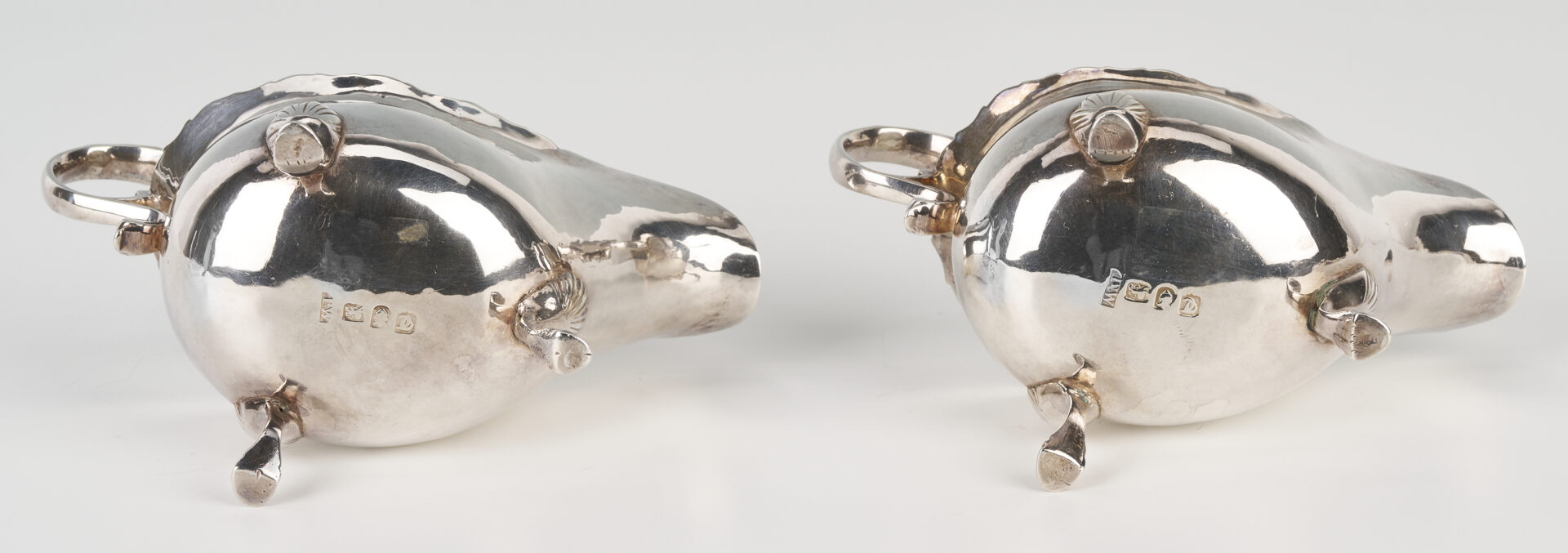 Lot 317: Pair 18th Century George III Sterling Silver Sauce Boats