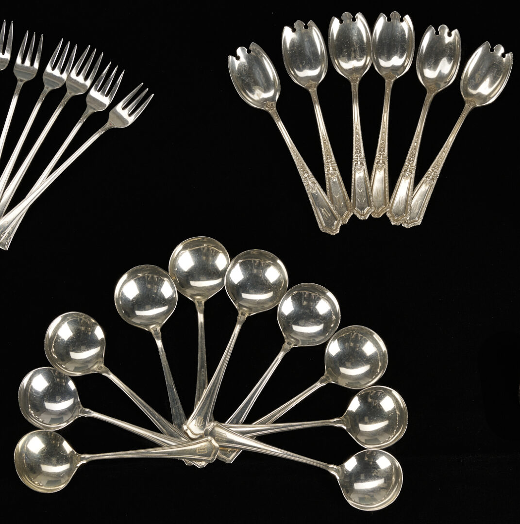 Lot 319: 91 Pcs. International Serenity Pattern Sterling Flatware & 31 Other Sterling Pcs.