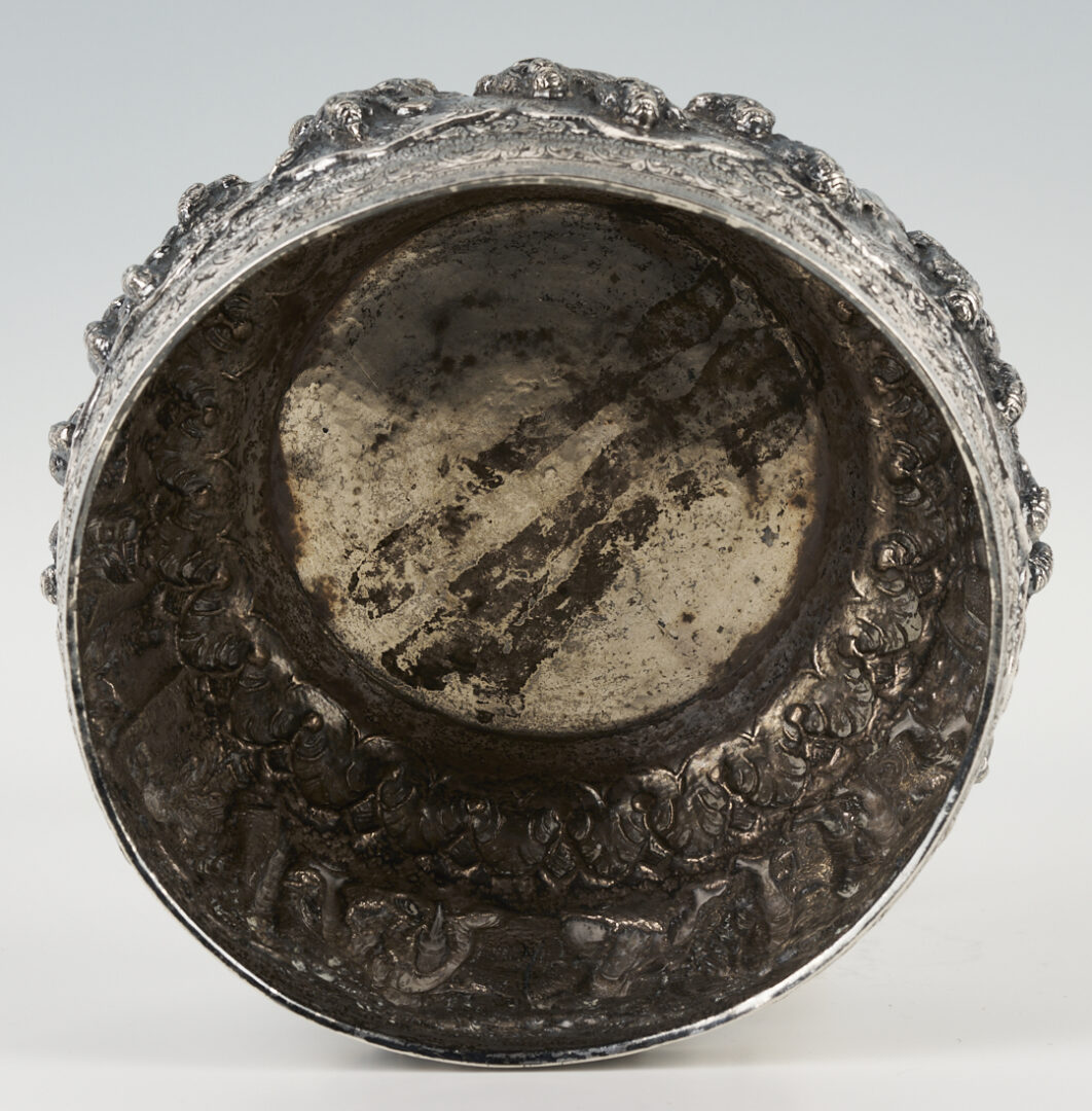 Lot 31: Burmese Sterling Repousse Peacock Bowl