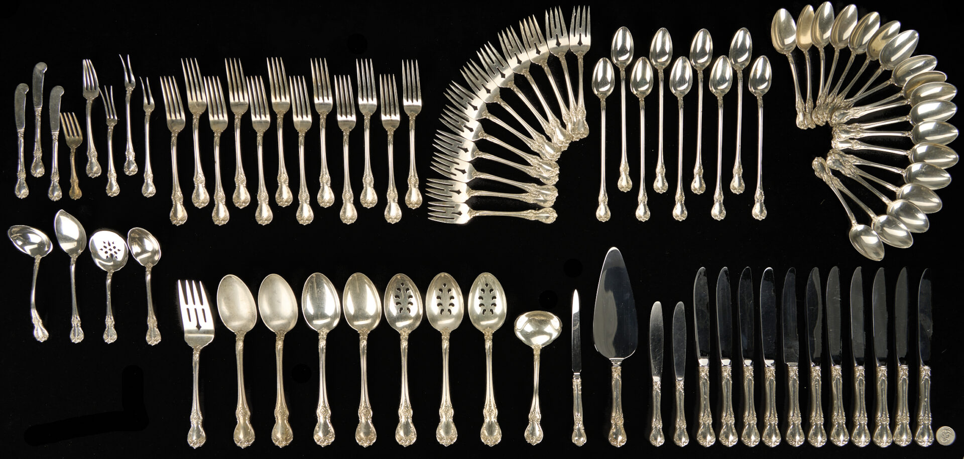 Lot 320: 89 Pcs. Towle Old Master Sterling Silver Flatware