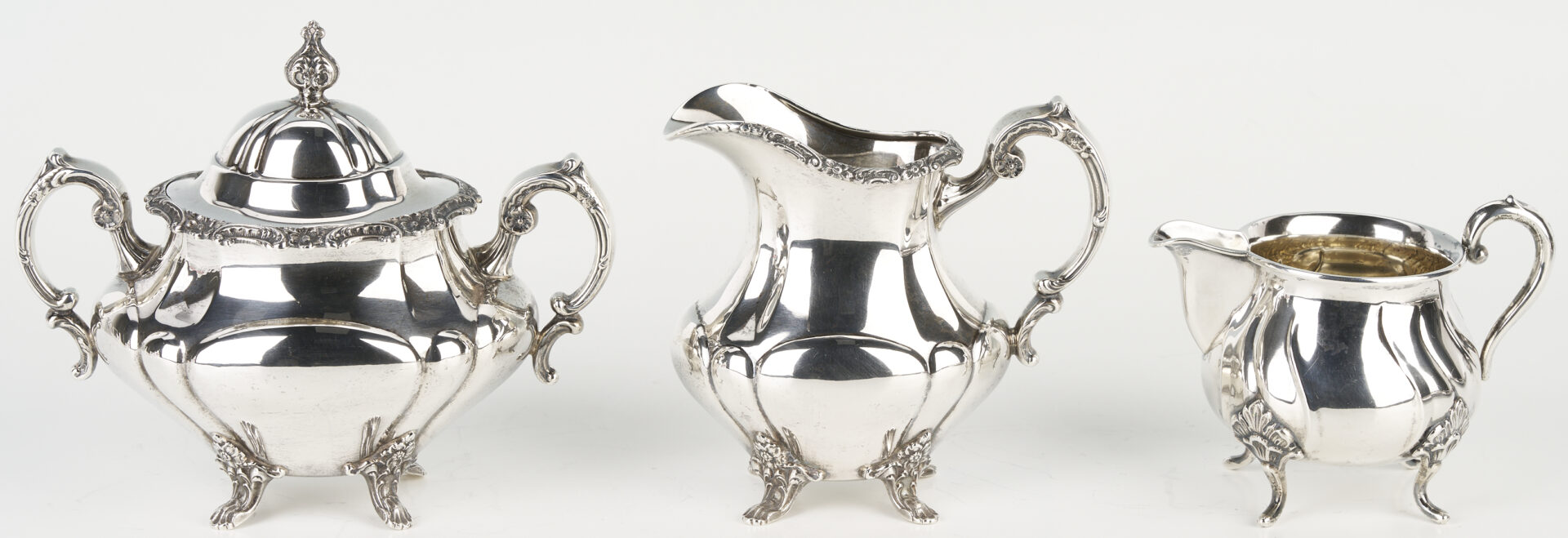 Lot 322: Reed & Barton Sterling Tea Set and Tray; plus Danish Creamer