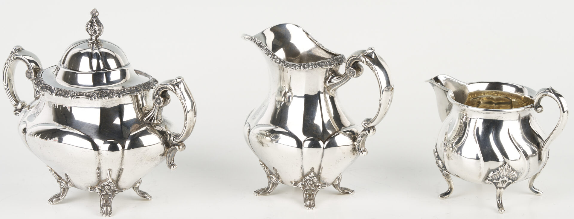 Lot 322: Reed & Barton Sterling Tea Set and Tray; plus Danish Creamer