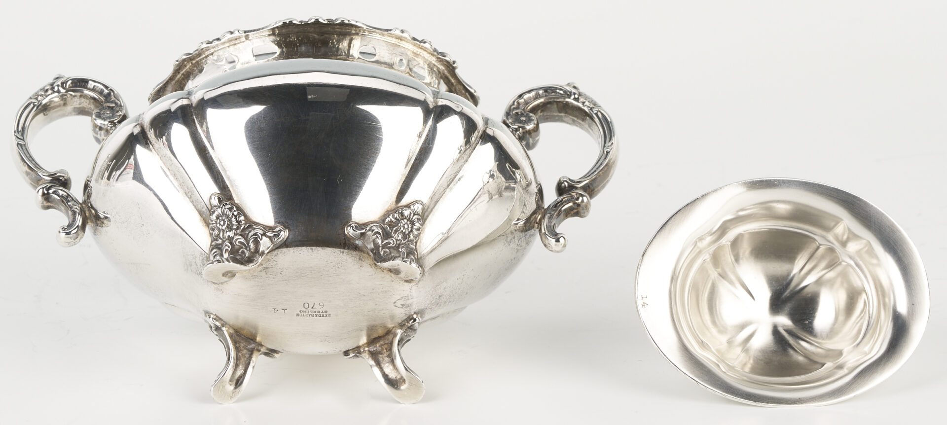 Lot 322: Reed & Barton Sterling Tea Set and Tray; plus Danish Creamer