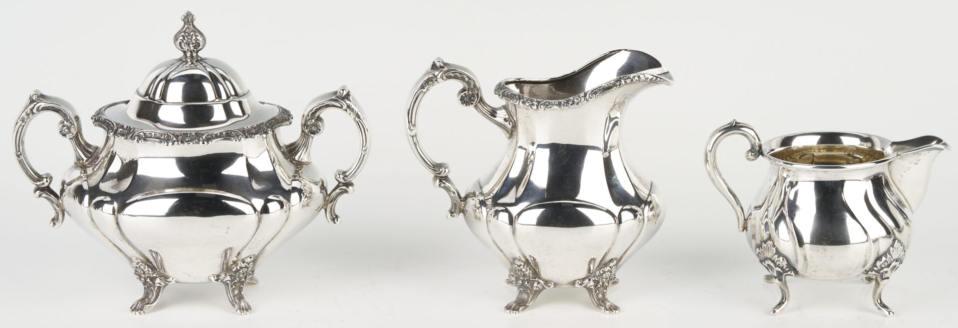 Lot 322: Reed & Barton Sterling Tea Set and Tray; plus Danish Creamer