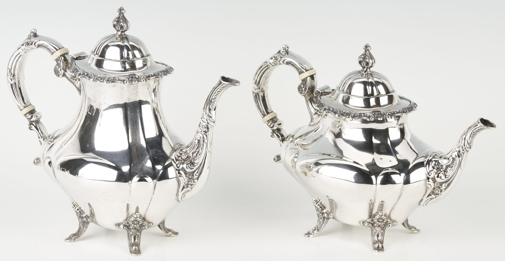 Lot 322: Reed & Barton Sterling Tea Set and Tray; plus Danish Creamer