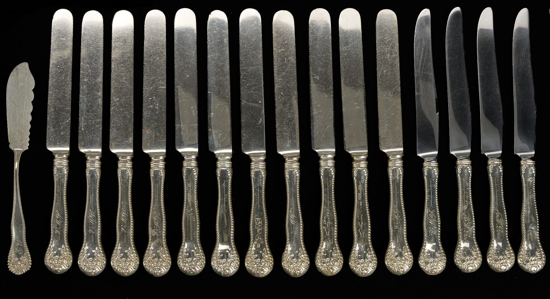 Lot 325: 84 Pcs Gorham Lancaster Rose Sterling Silver Flatware