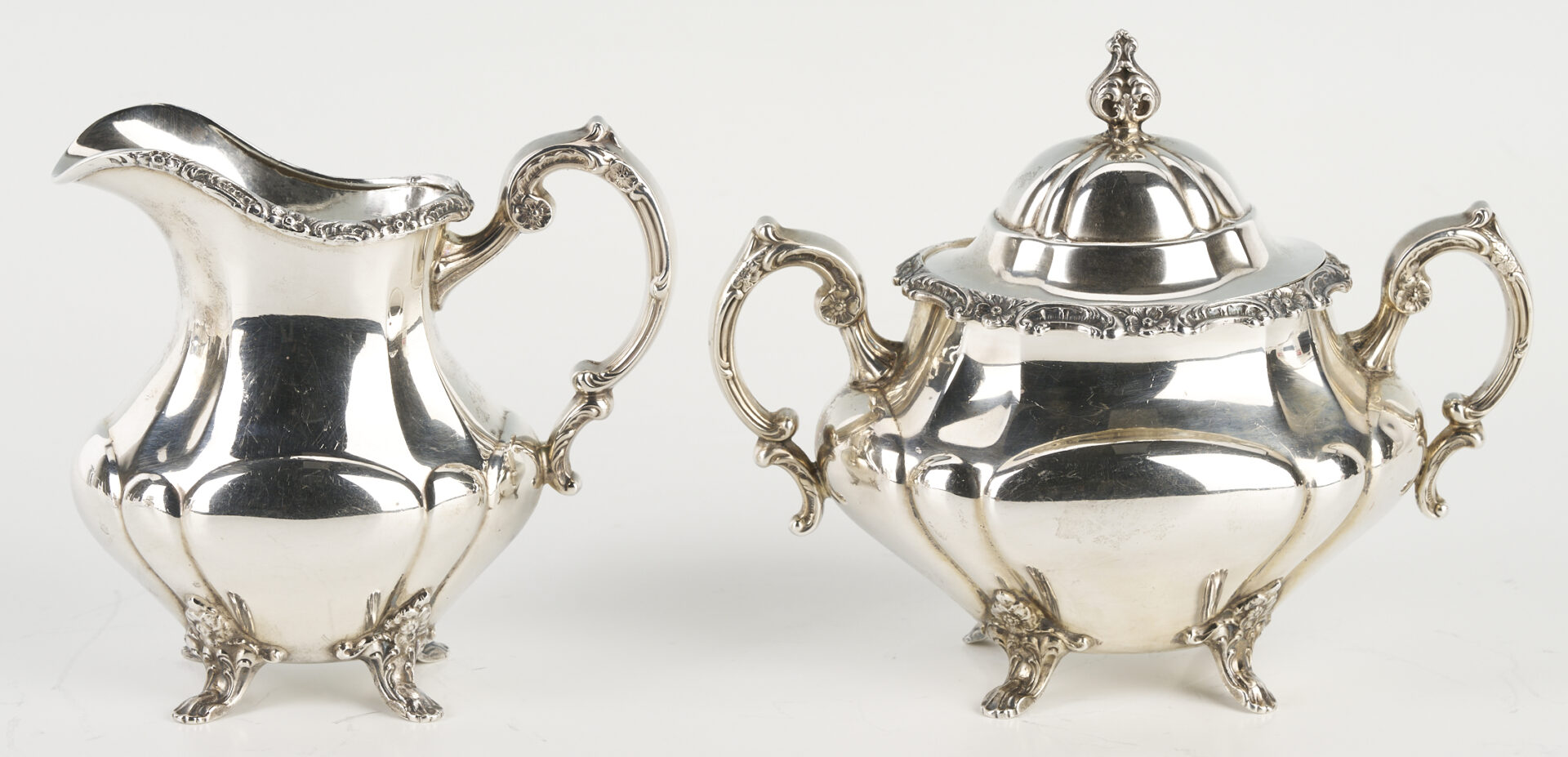 Lot 327: 4 Pc. Reed & Barton Sterling Georgian Rose Tea Service