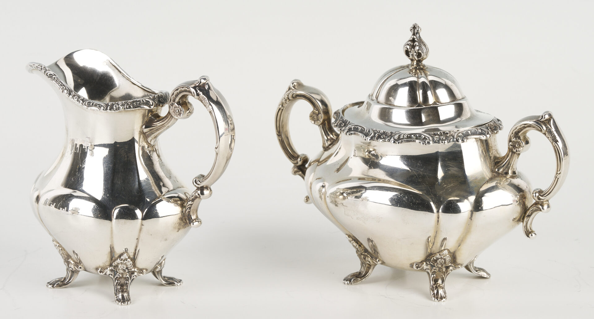 Lot 327: 4 Pc. Reed & Barton Sterling Georgian Rose Tea Service