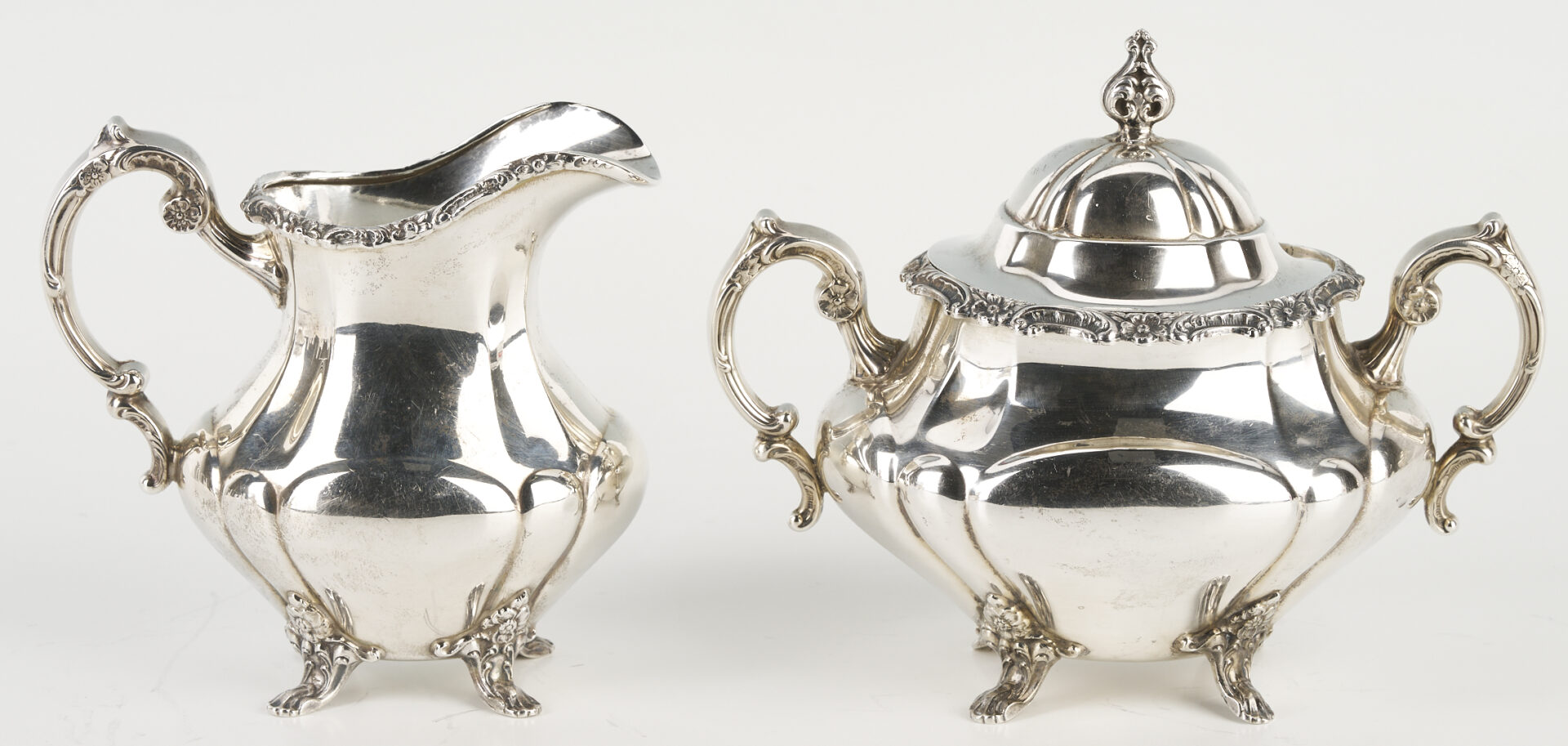 Lot 327: 4 Pc. Reed & Barton Sterling Georgian Rose Tea Service