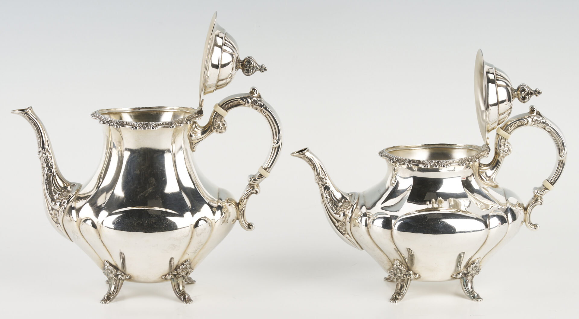 Lot 327: 4 Pc. Reed & Barton Sterling Georgian Rose Tea Service