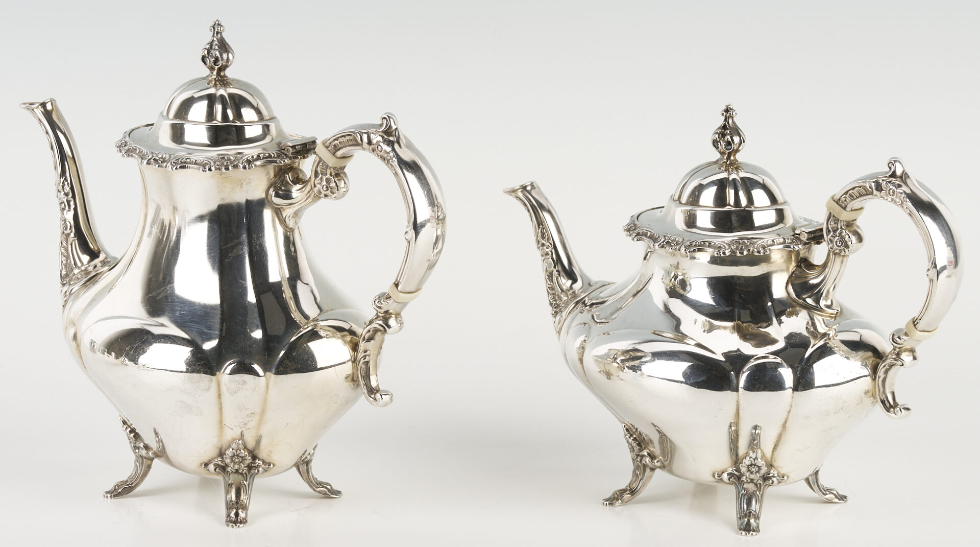 Lot 327: 4 Pc. Reed & Barton Sterling Georgian Rose Tea Service