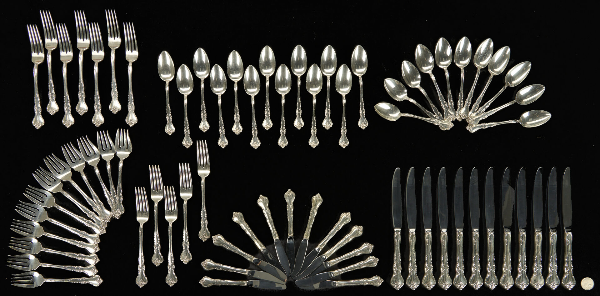 Lot 329: 72 Pieces Reed & Barton Sterling Flatware, Savannah Pattern