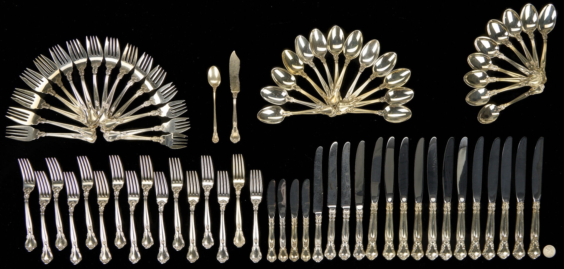 Lot 331: 76 Gorham Chantilly Sterling Silver Flatware Pieces