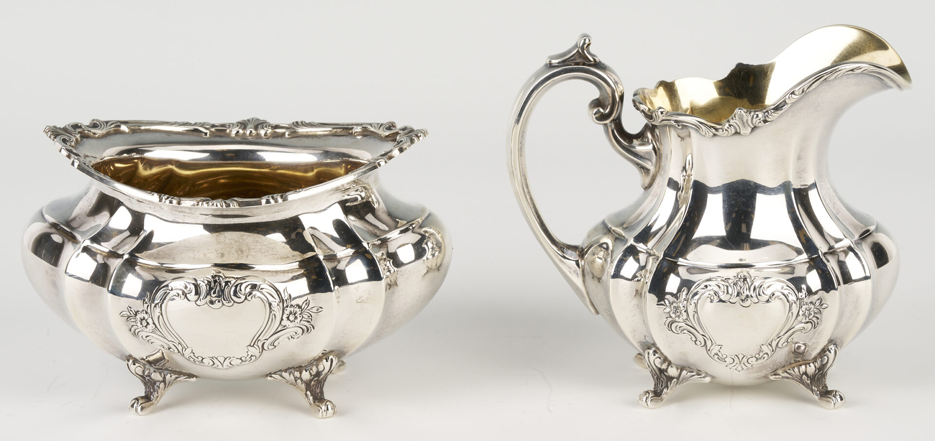 Lot 332: Reed & Barton 4-Pc. Sterling Tea Set, Hampton Court Shield