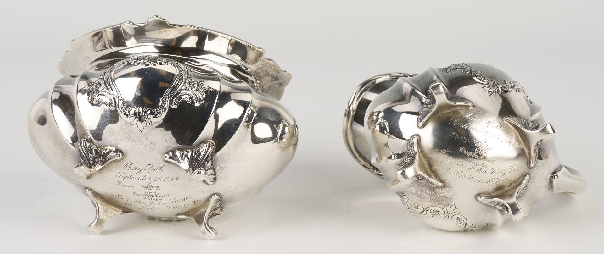 Lot 332: Reed & Barton 4-Pc. Sterling Tea Set, Hampton Court Shield