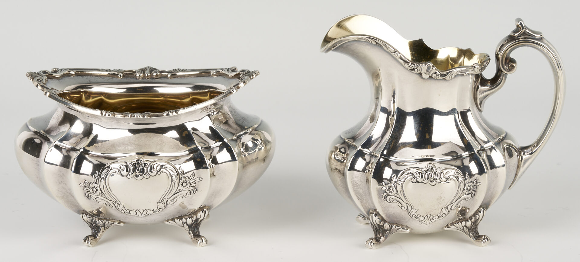 Lot 332: Reed & Barton 4-Pc. Sterling Tea Set, Hampton Court Shield