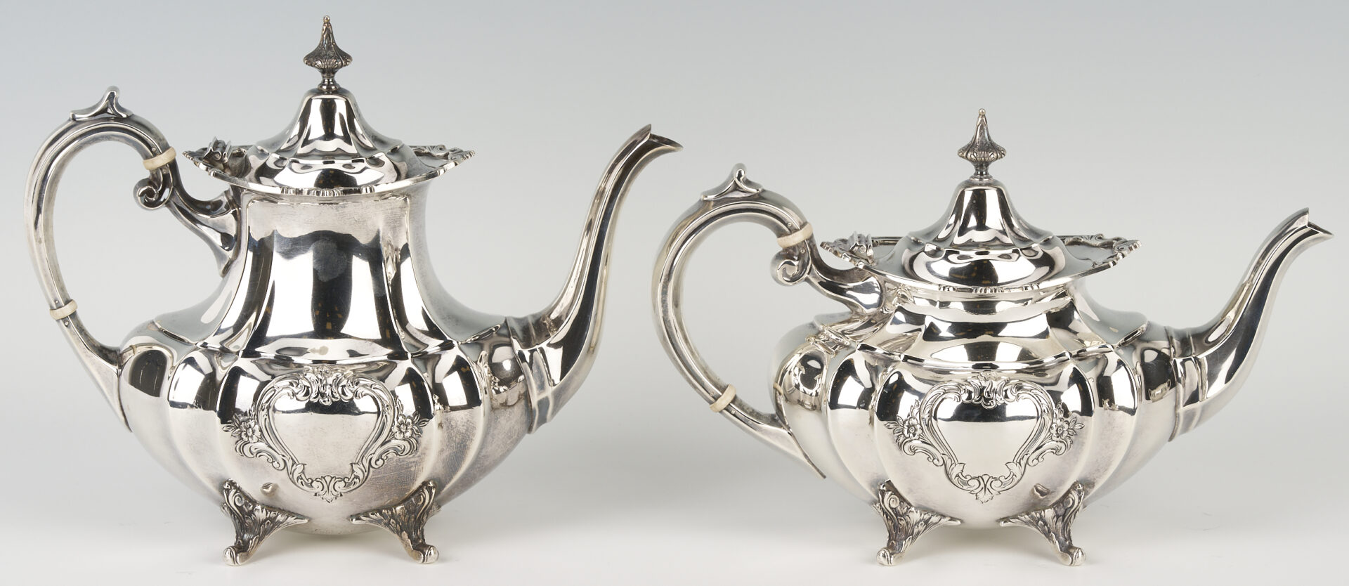 Lot 332: Reed & Barton 4-Pc. Sterling Tea Set, Hampton Court Shield