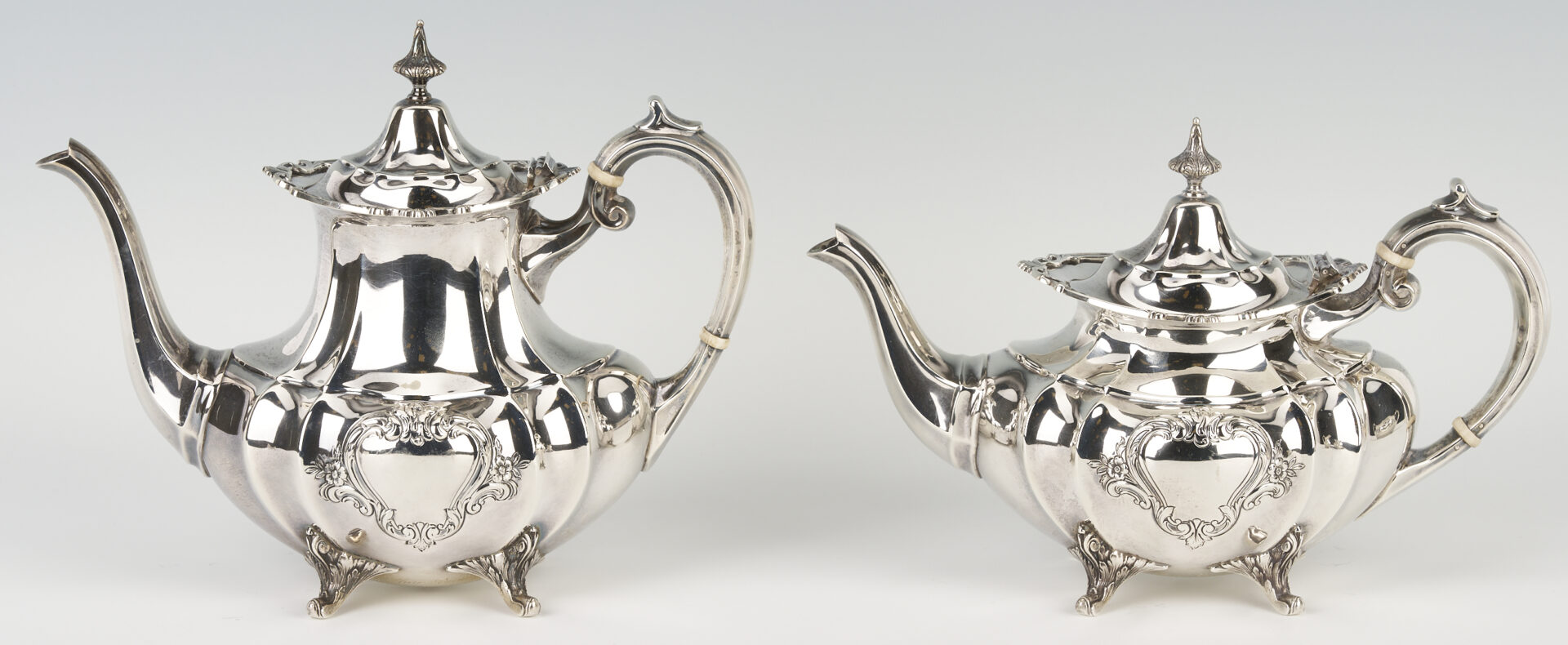 Lot 332: Reed & Barton 4-Pc. Sterling Tea Set, Hampton Court Shield