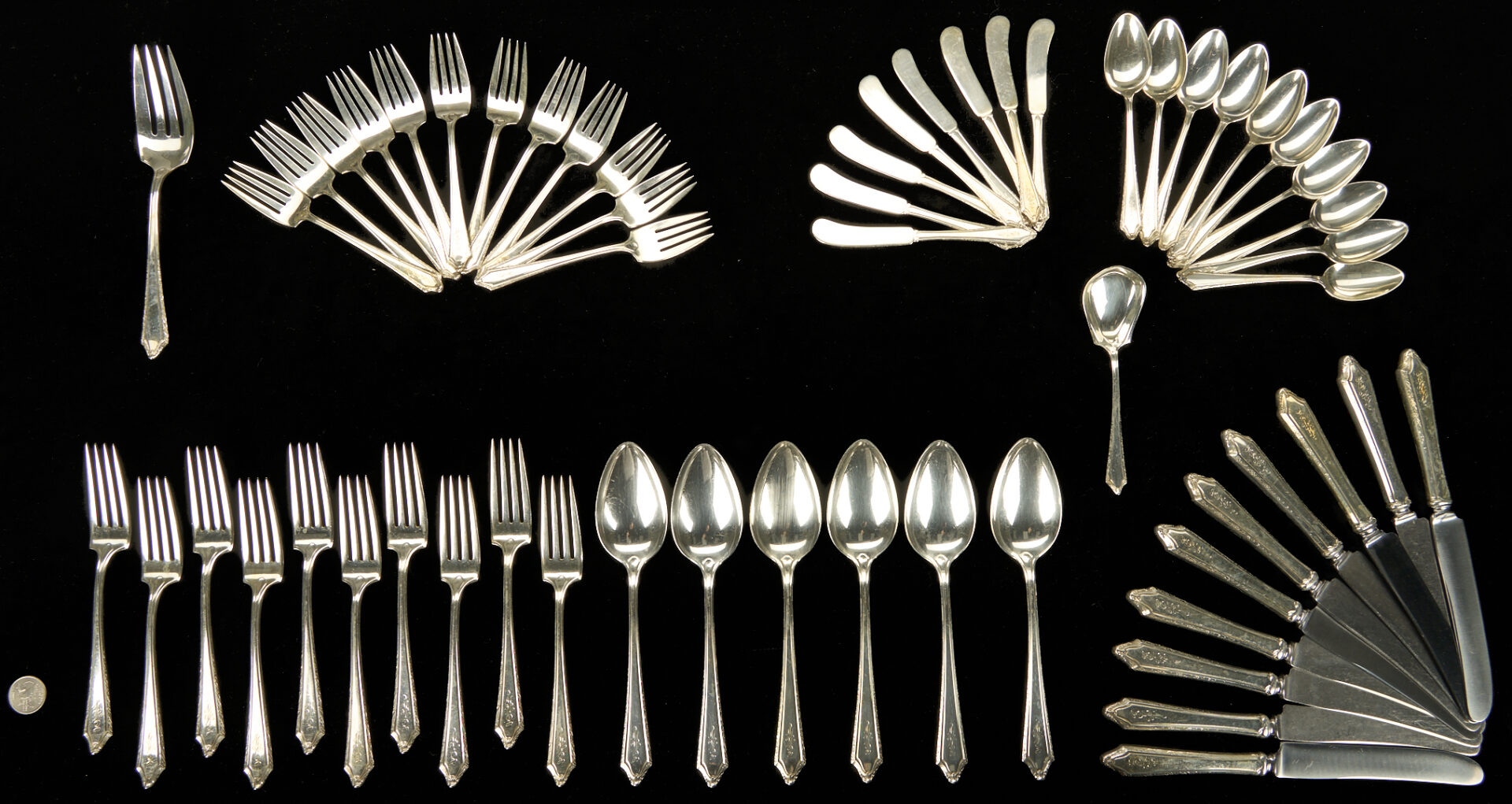 Lot 335: 58 Pcs Towle Virginia Carvel Sterling Silver Flatware