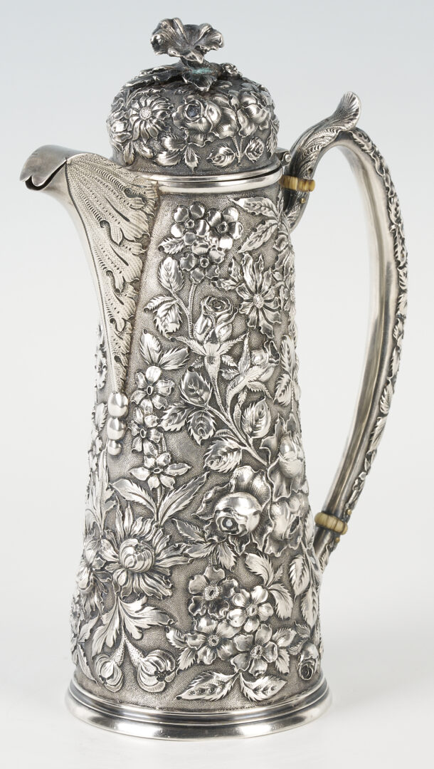 Lot 337: Kirk Repousse Sterling Silver Cheese Scoop & Coffee Pot