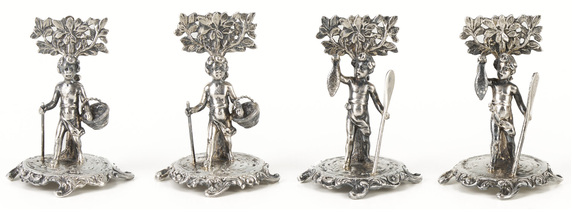 Lot 340: 8 Sterling Figural Menu or Place Card Holders