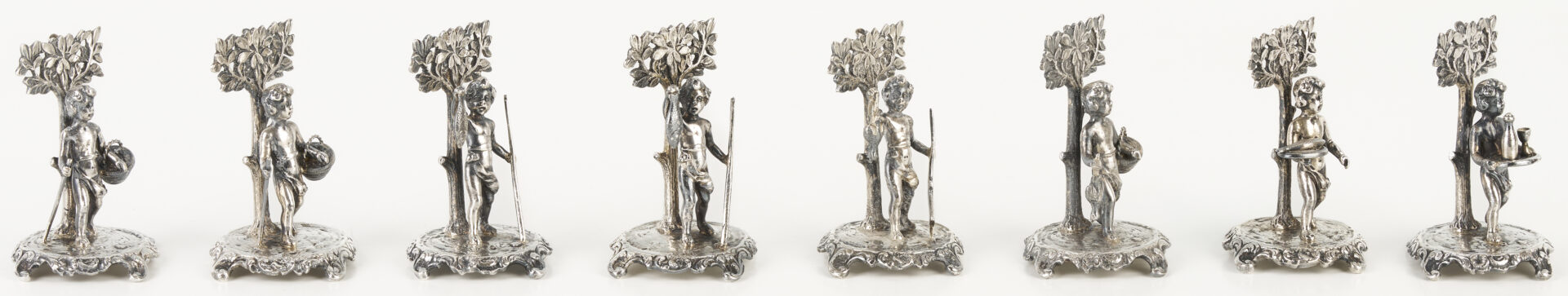 Lot 340: 8 Sterling Figural Menu or Place Card Holders