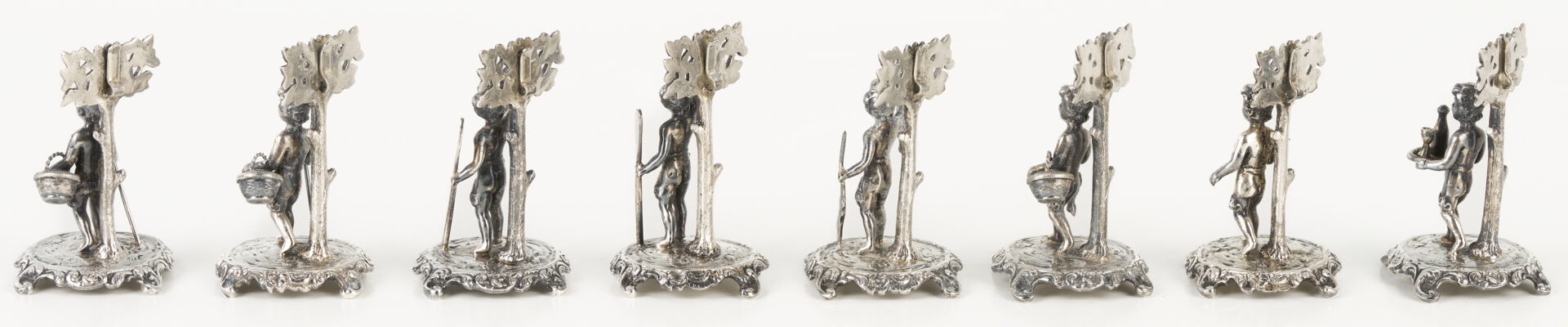 Lot 340: 8 Sterling Figural Menu or Place Card Holders