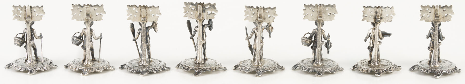 Lot 340: 8 Sterling Figural Menu or Place Card Holders