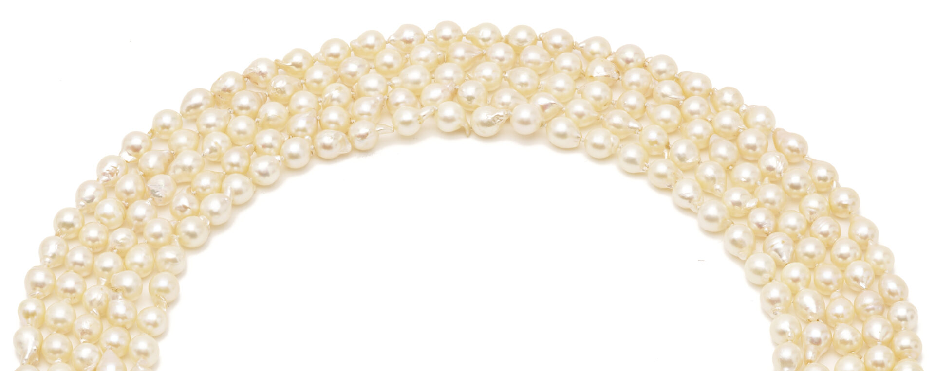 Lot 347: Lady's Vintage 5 Strand Akoya Pearl Necklace with 14K Gold Sapphire & Diamond Clasp