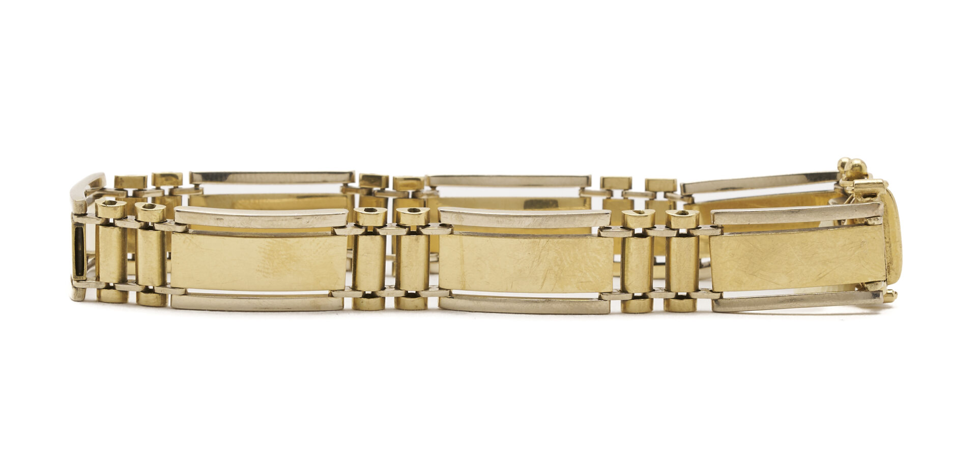 Lot 350: 18K Gold Italian Rectangle & Rivet Link Bracelet