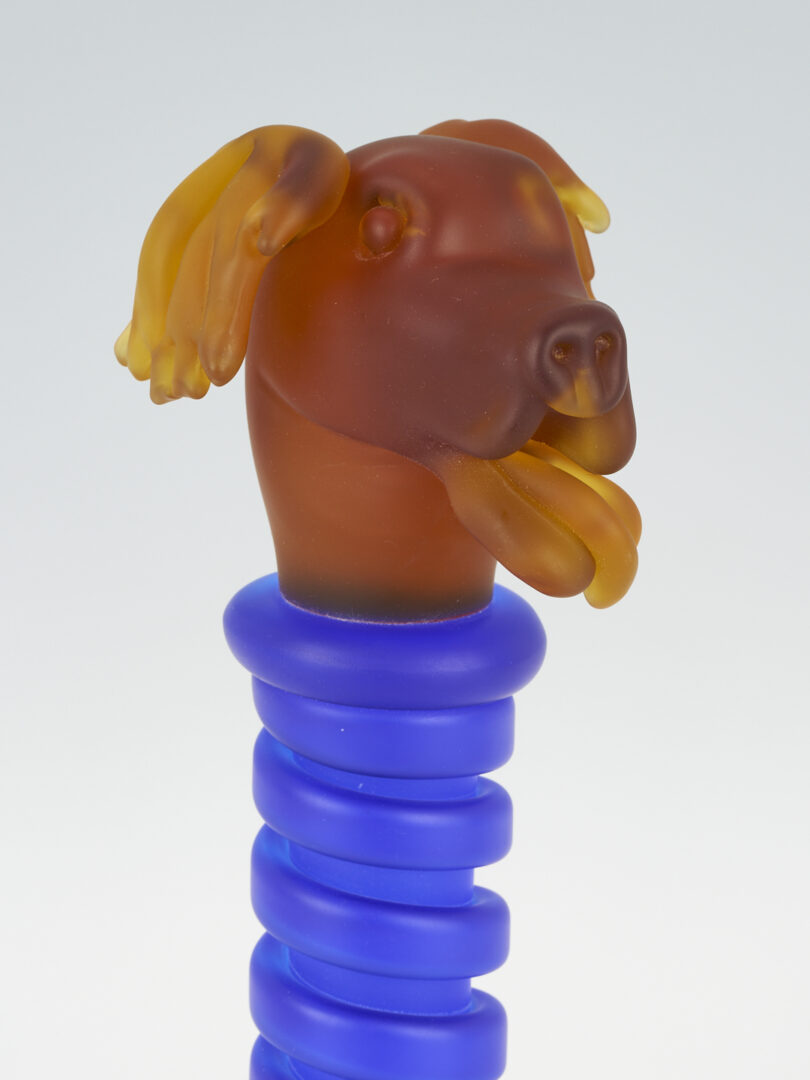 Lot 362: Richard Jolley Art Glass Dog Totem Sculpture