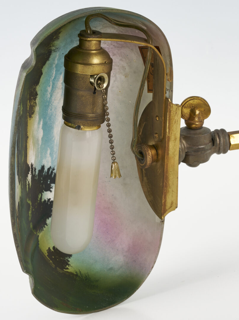 Lot 369: Pittsburgh Reverse Painted Glass Desk Lamp, Labeled