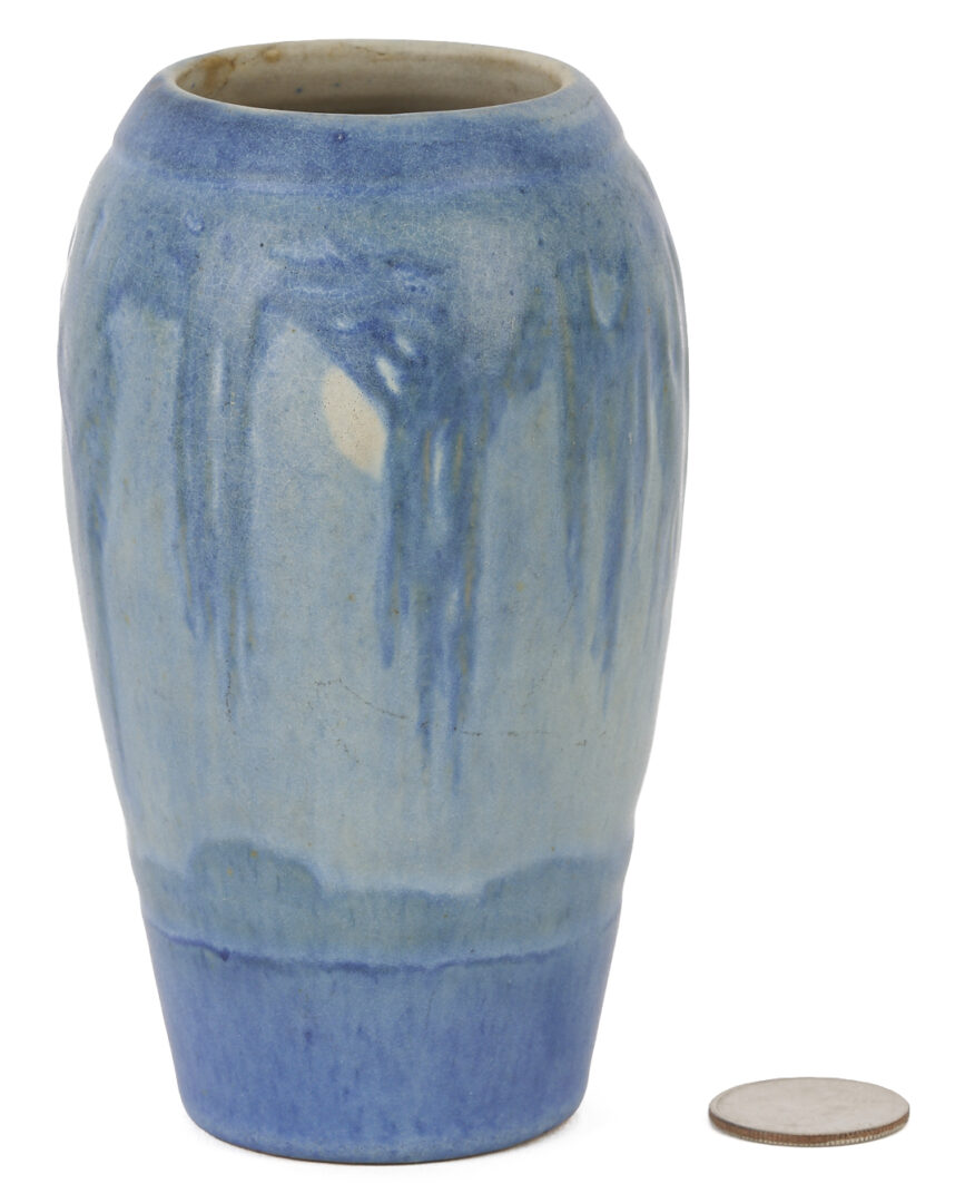 Lot 373: Newcomb College Pottery Vase – Moss, Trees & Moon