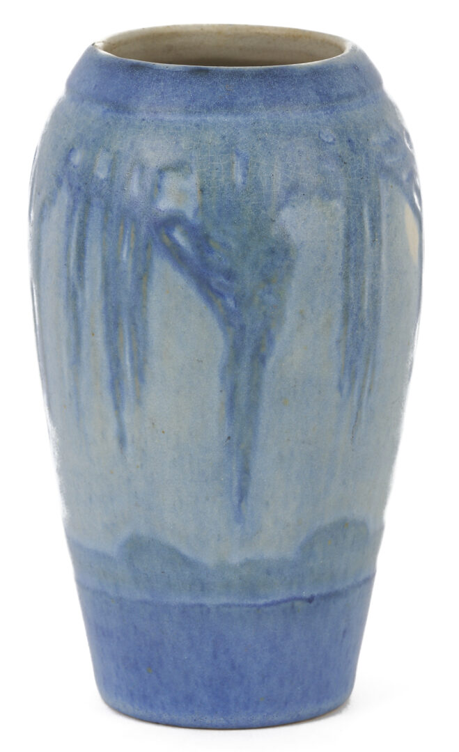 Lot 373: Newcomb College Pottery Vase – Moss, Trees & Moon