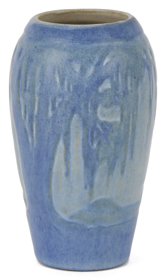 Lot 373: Newcomb College Pottery Vase – Moss, Trees & Moon