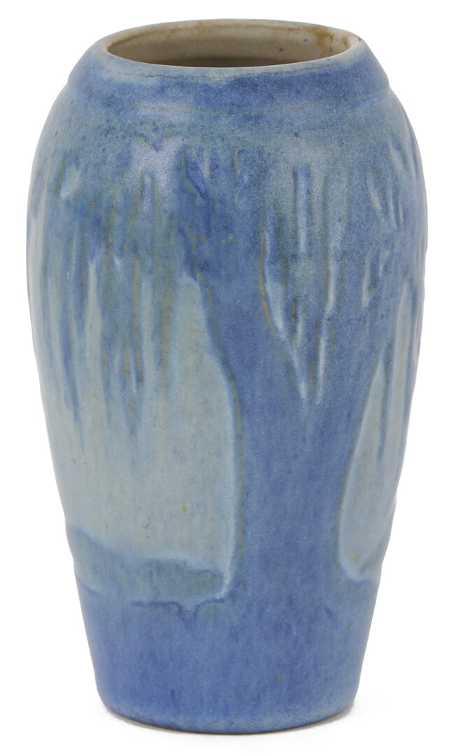 Lot 373: Newcomb College Pottery Vase – Moss, Trees & Moon