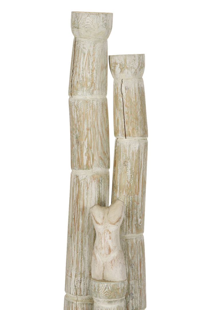 Lot 395: Two (2) Meyer Wolfe Carved Wood Totem Sculptures, Exhibited