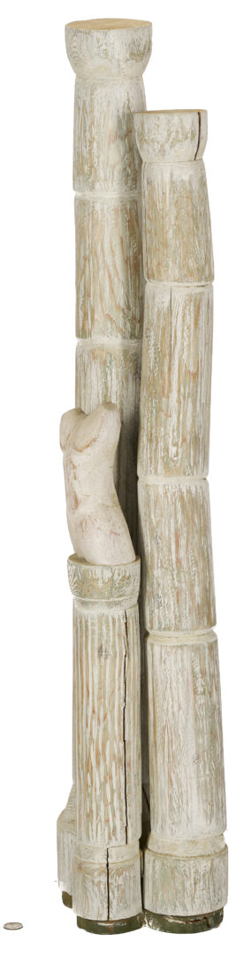 Lot 395: Two (2) Meyer Wolfe Carved Wood Totem Sculptures, Exhibited