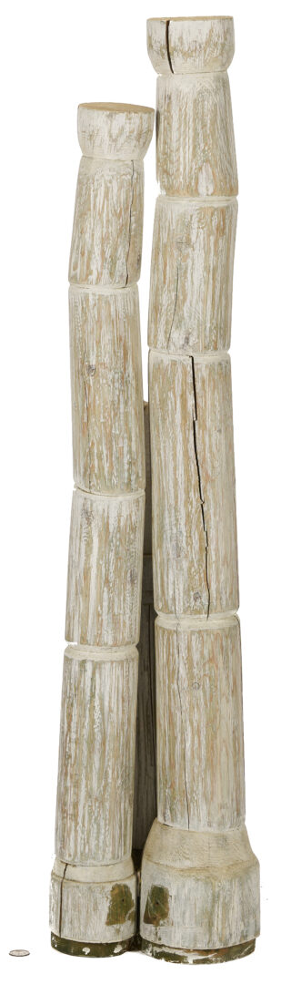 Lot 395: Two (2) Meyer Wolfe Carved Wood Totem Sculptures, Exhibited