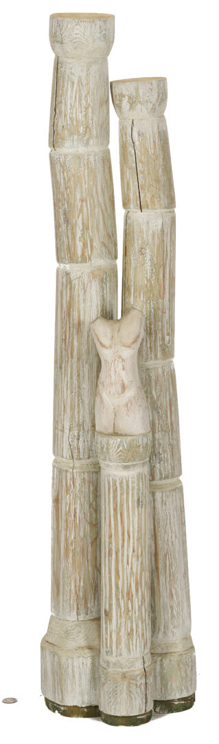 Lot 395: Two (2) Meyer Wolfe Carved Wood Totem Sculptures, Exhibited