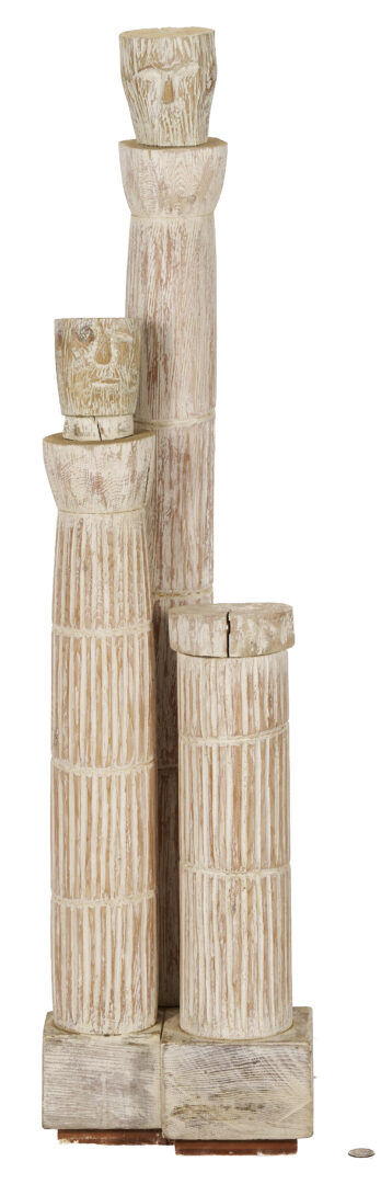 Lot 395: Two (2) Meyer Wolfe Carved Wood Totem Sculptures, Exhibited