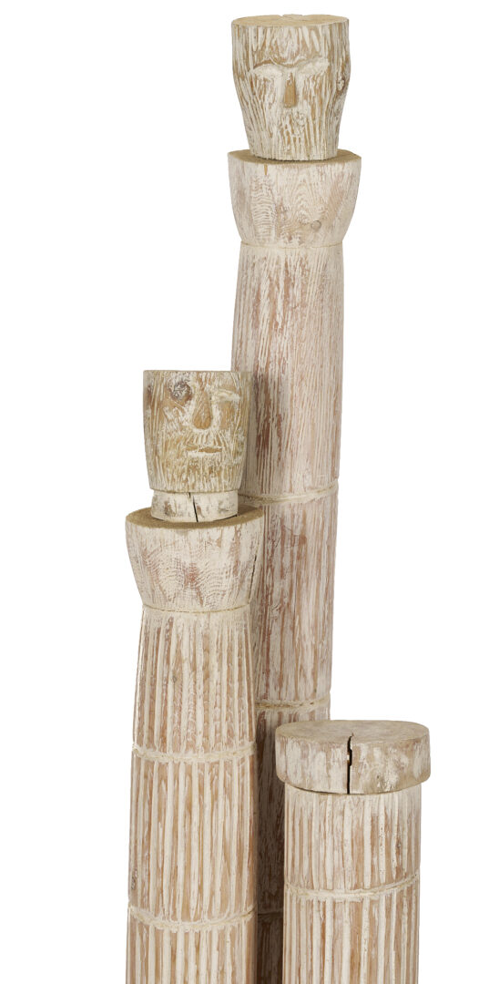 Lot 395: Two (2) Meyer Wolfe Carved Wood Totem Sculptures, Exhibited