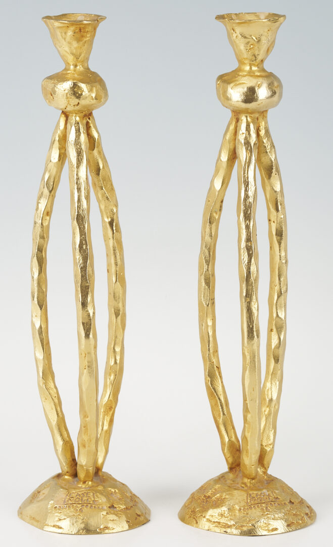 Lot 399: Pair of Pierre Casenove Candlesticks