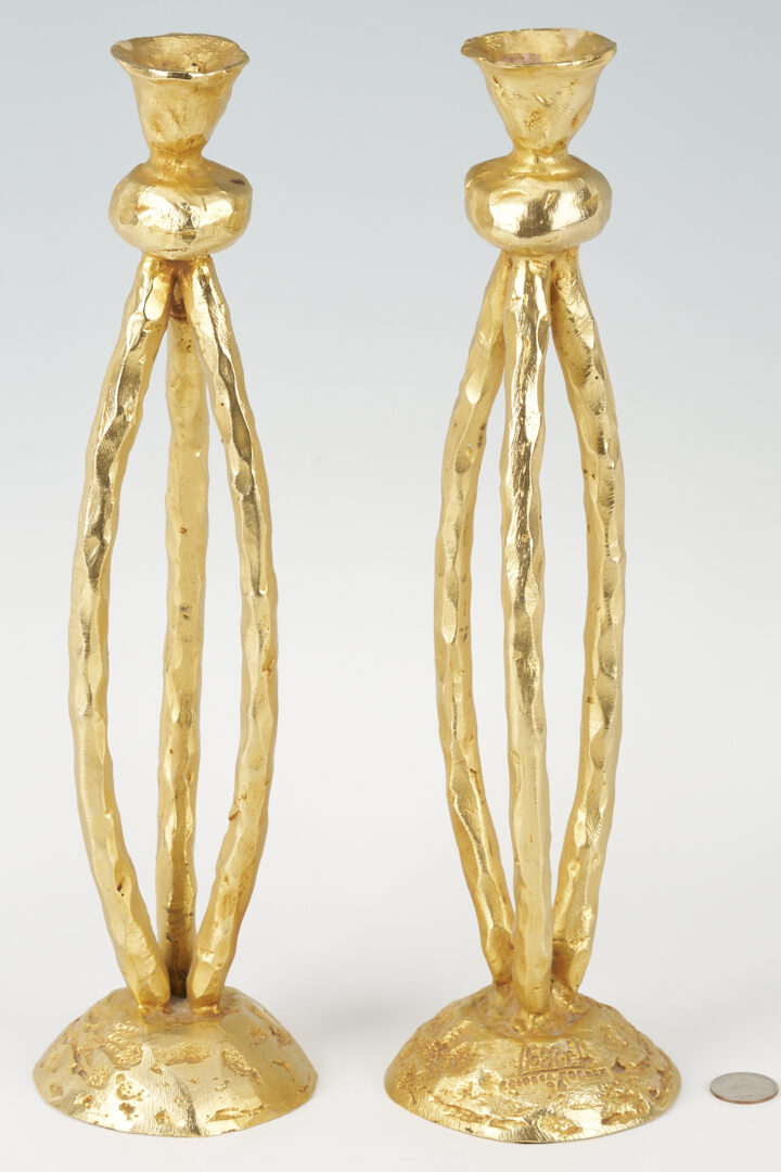 Lot 399: Pair of Pierre Casenove Candlesticks