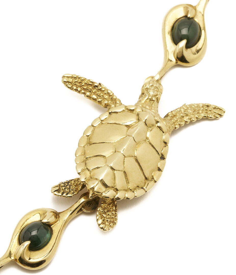 Lot 40: Andre Harvey 18K Sea Turtle Necklace & Earrings