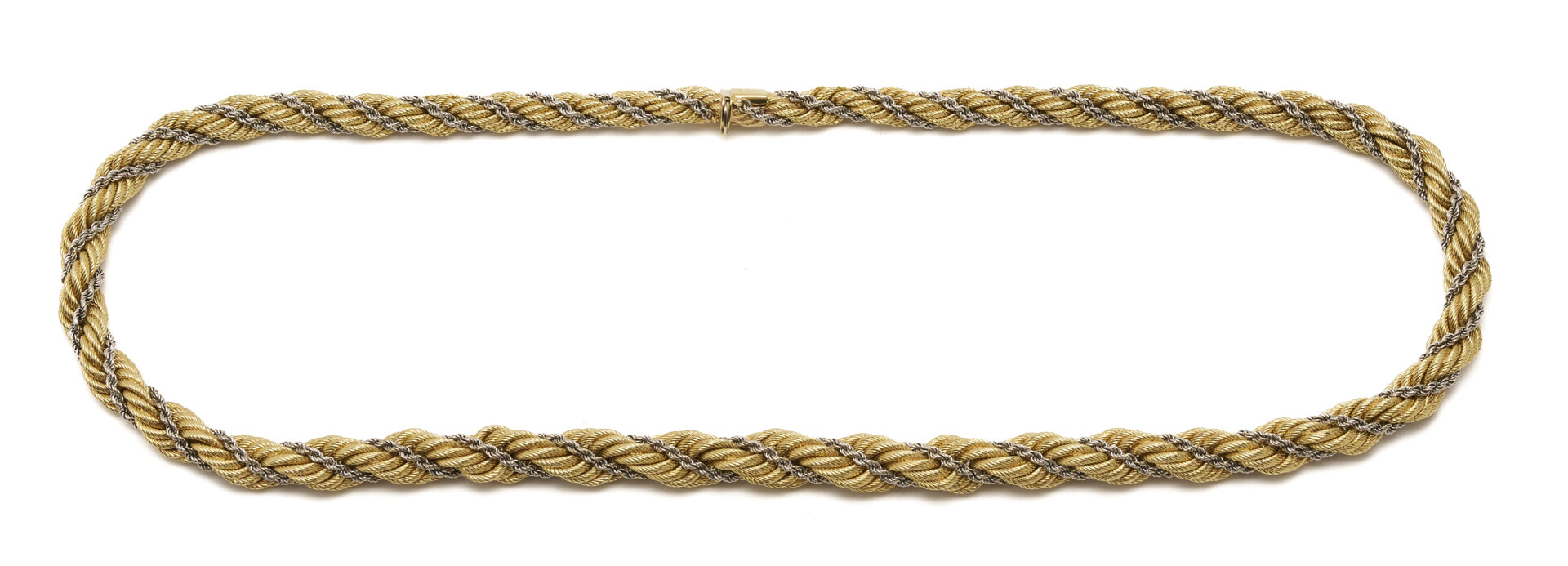 Lot 42: Lady's Italian 18K Gold 24" Two Tone Rope Necklace