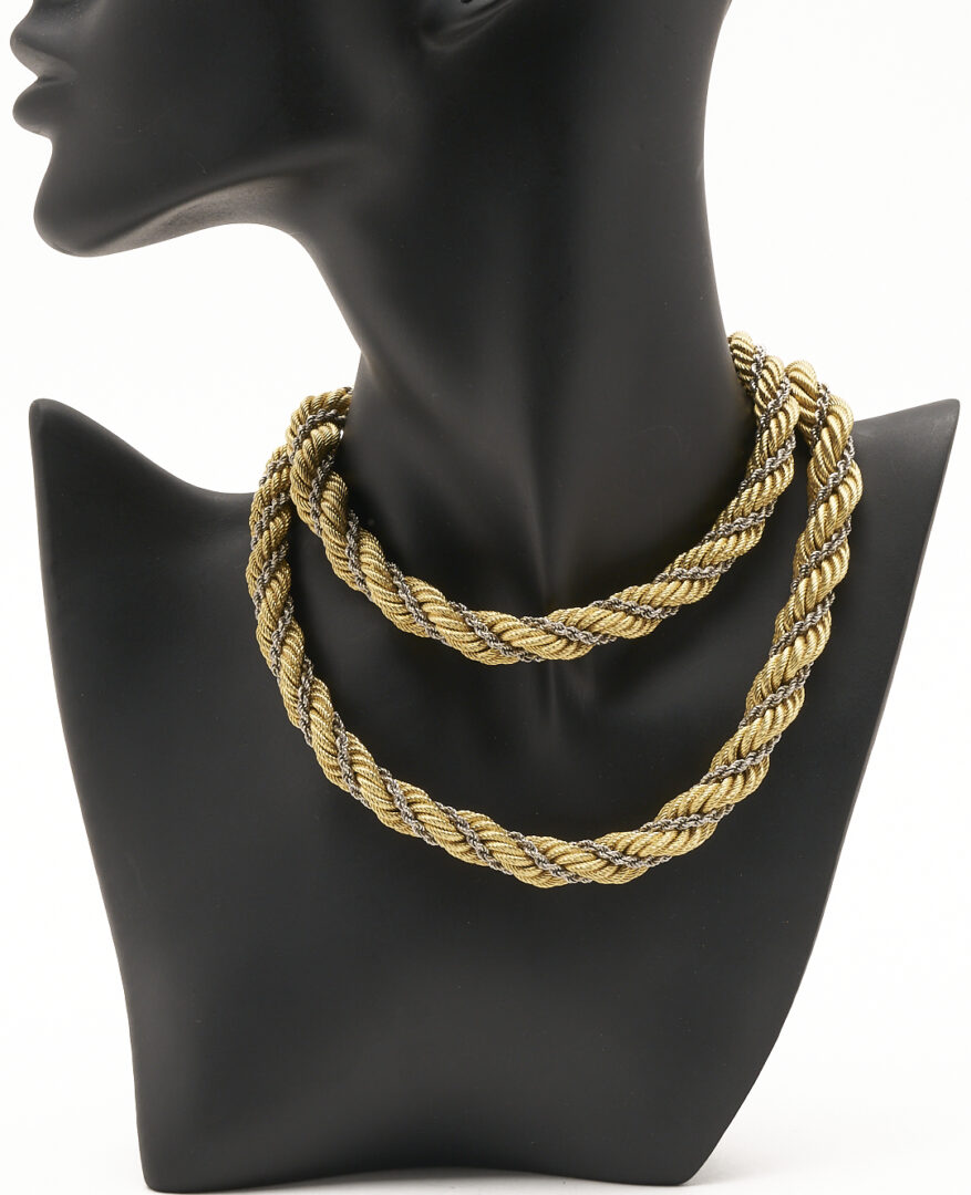 Lot 42: Lady's Italian 18K Gold 24" Two Tone Rope Necklace